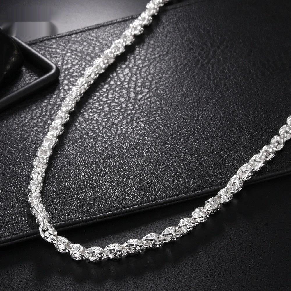 Simple Round Silver Plated Necklace For Men by GJG Denim