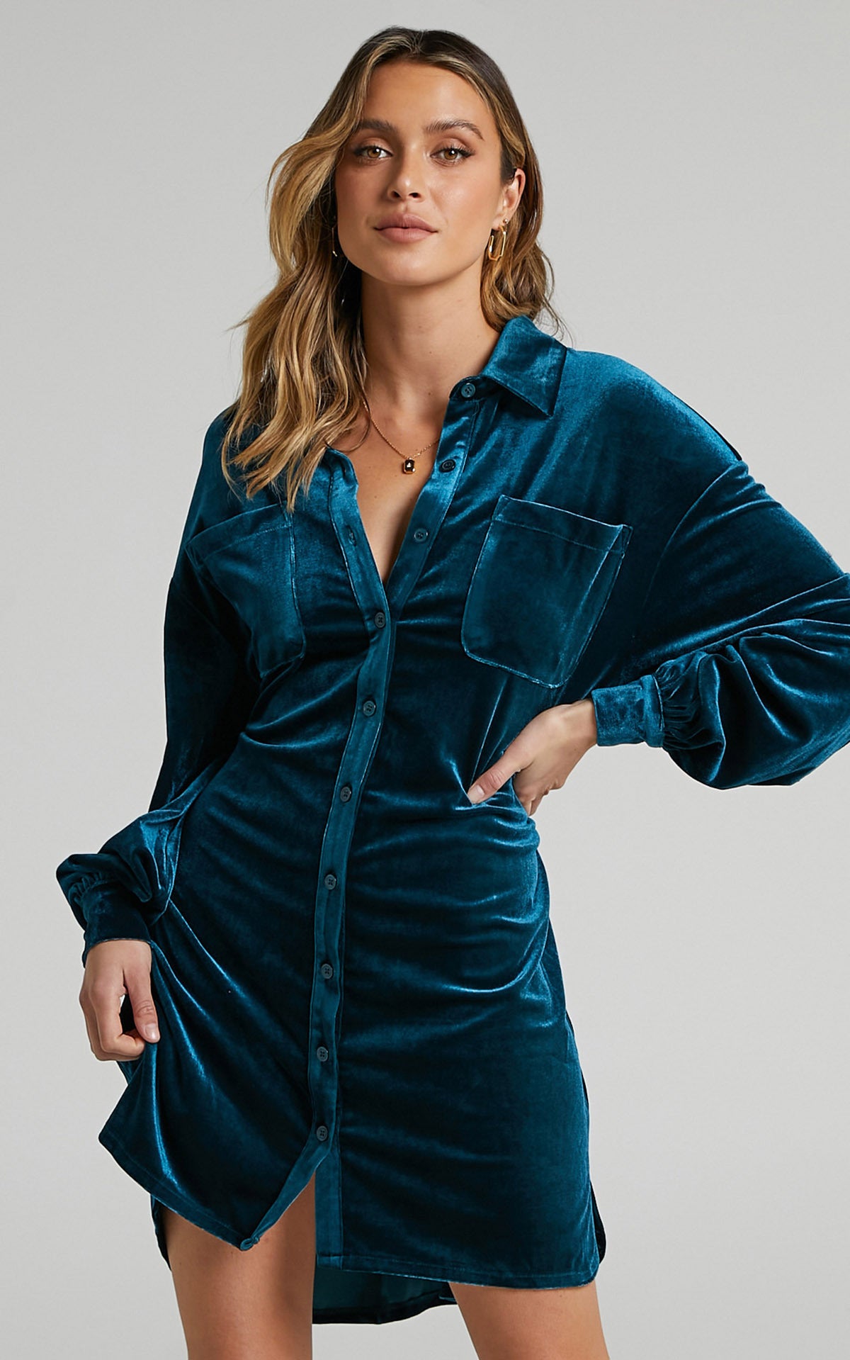 New Long Shirt Hot Sale Women's Velvet Dress