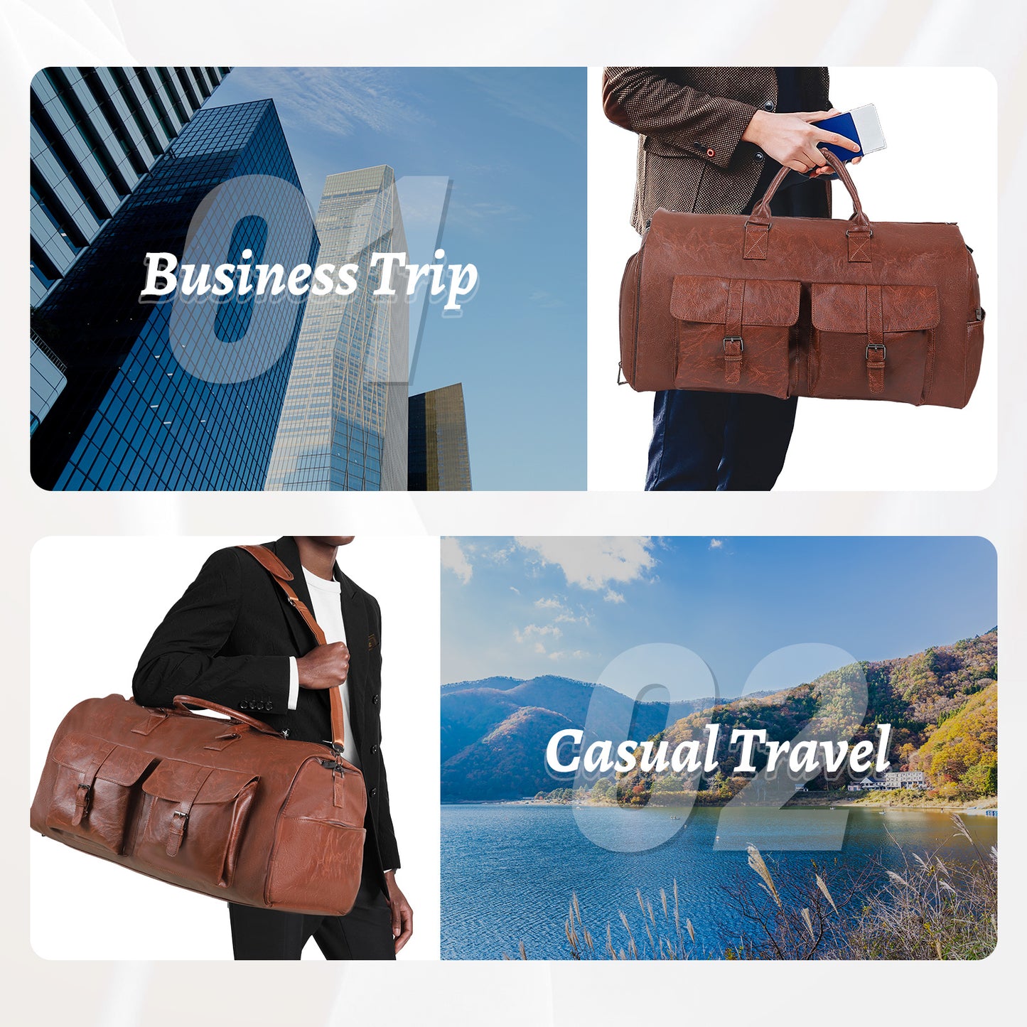 Men's Large Capacity Leather Suit Storage Bag