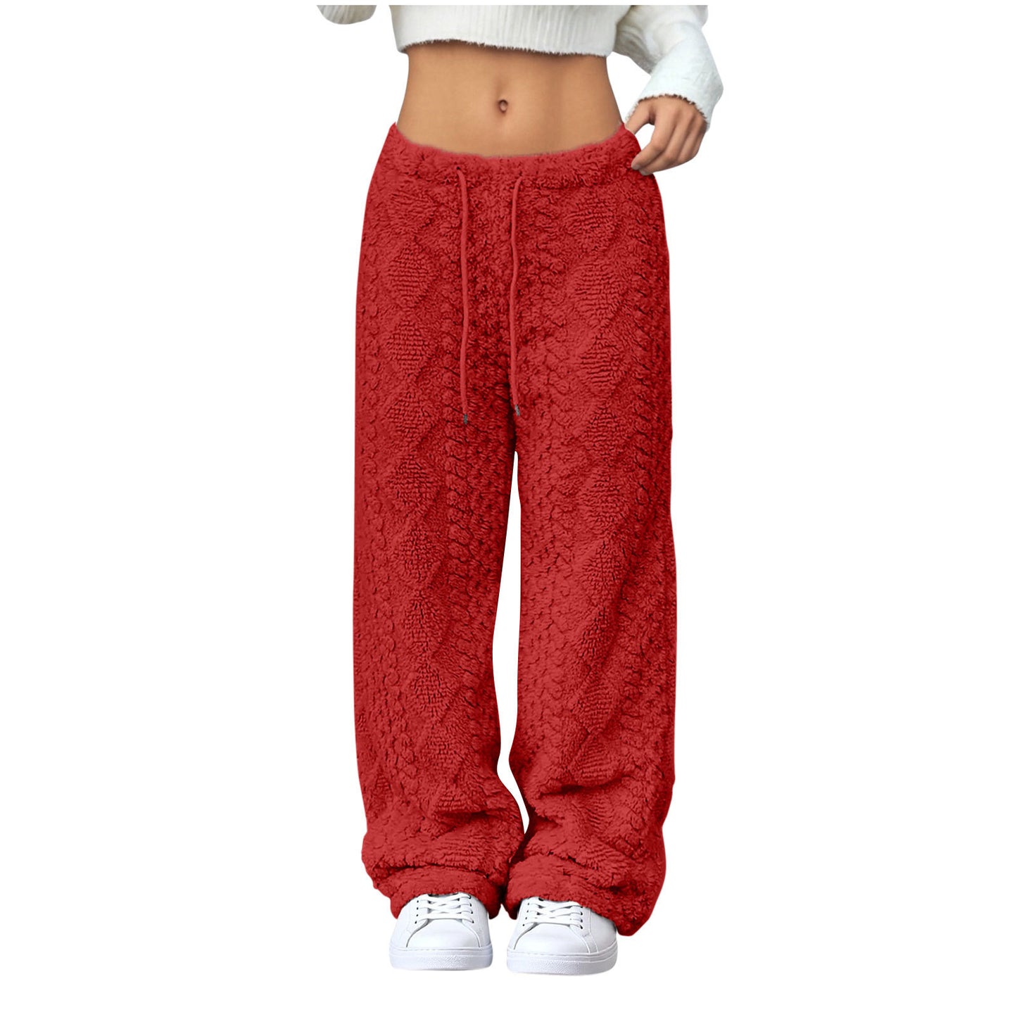 Velvet Padded Loose Straight-leg Trousers