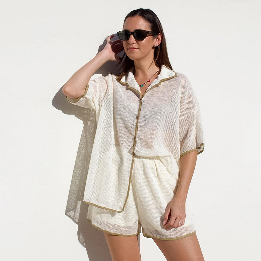 See-through Cardigan lounge set Two-piece Set For Women
