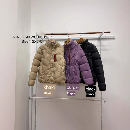 Plus Size Down Cotton Embroidered Warm Coat