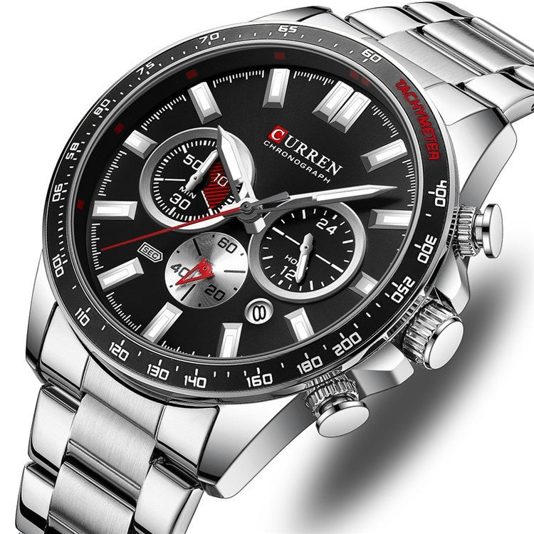 Men's Waterproof Calendar Steel Band Quartz Watch