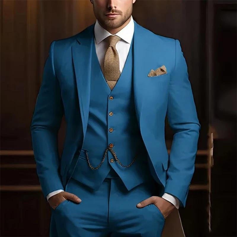 Men's High-grade Gentleman Temperament Slim Three-piece Suit