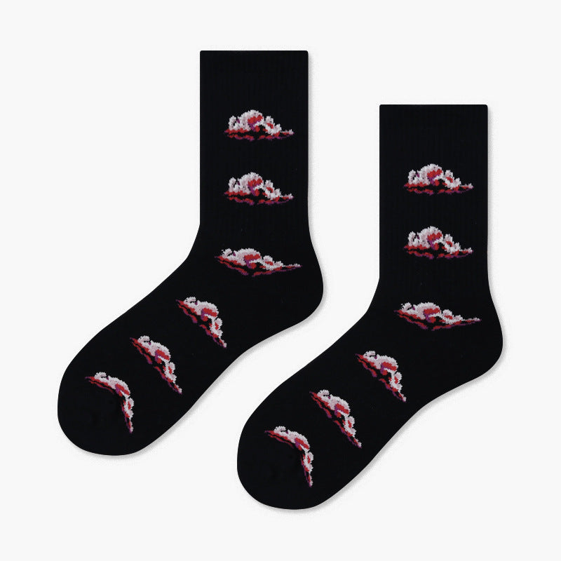 Men's Creative And Minimalist Printed Casual Breathable Mid Length Socks