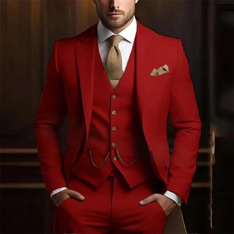 Men's High-grade Gentleman Temperament Slim Three-piece Suit