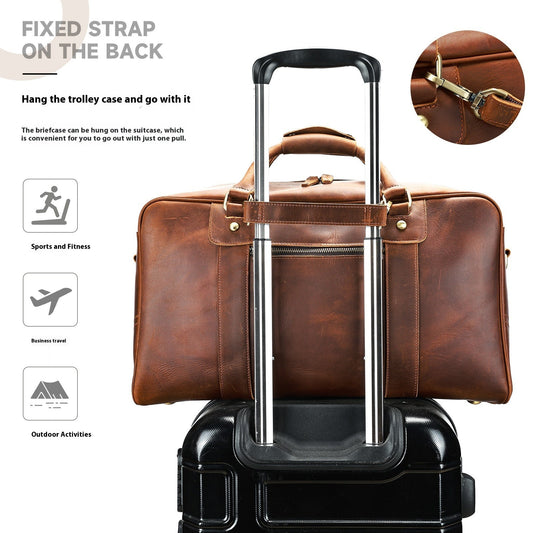 Retro Short-distance Travel Bag Genuine Leather Men
