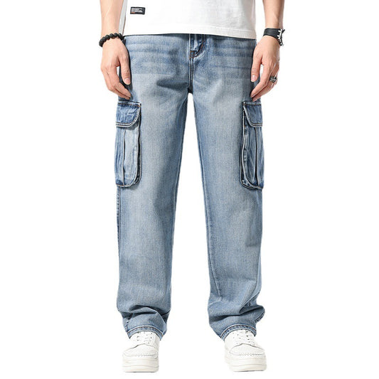 Men's Nostalgic Retro Multi-pocket Jeans by GJG Denim