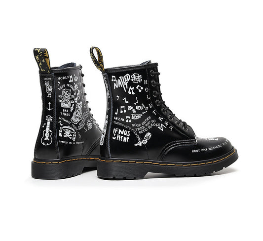 Men's Hard Leather Graffiti Boots