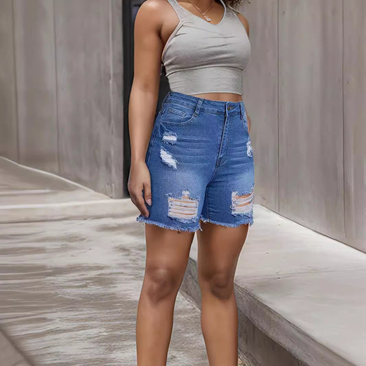Ripped Denim Shorts