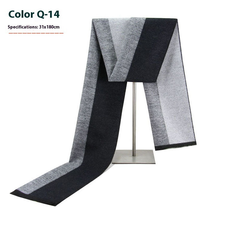 Men's Warm Cashmere-like Striped Scarf