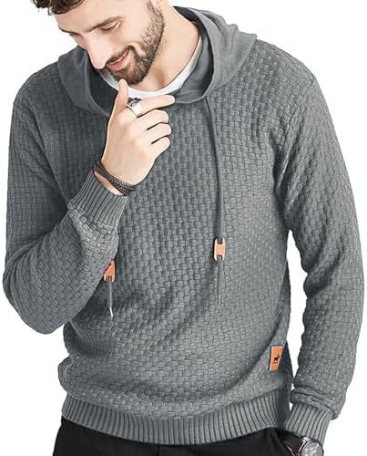 Men's Long Sleeve Solid Color Hooded Sweater