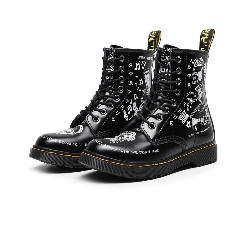 Men's Hard Leather Graffiti Boots