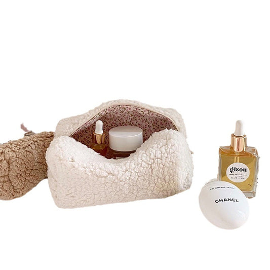 Teddy Plush Cosmetic Bag Japanese Style Lambswool