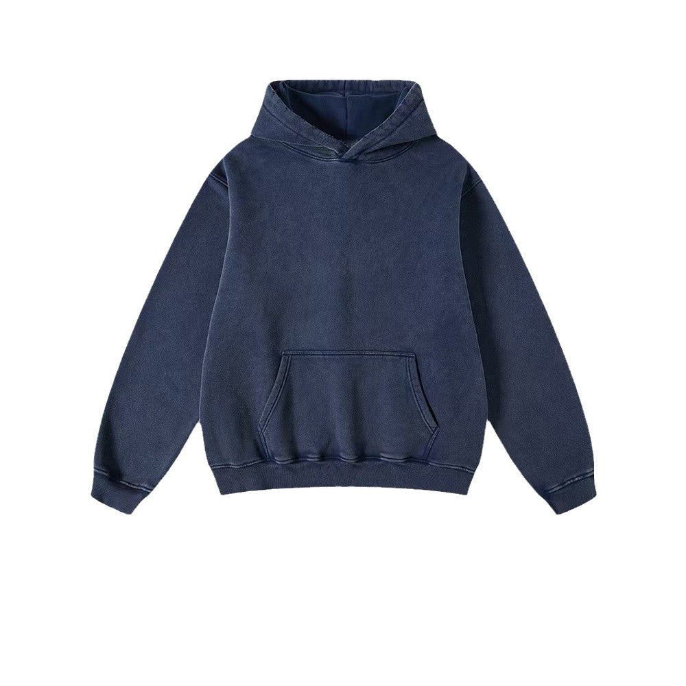Men's Heavy Fleece-lined Thickened Retro Washed Sweater