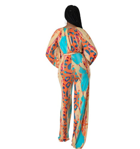 Casual Straight-leg Printing Jumpsuit