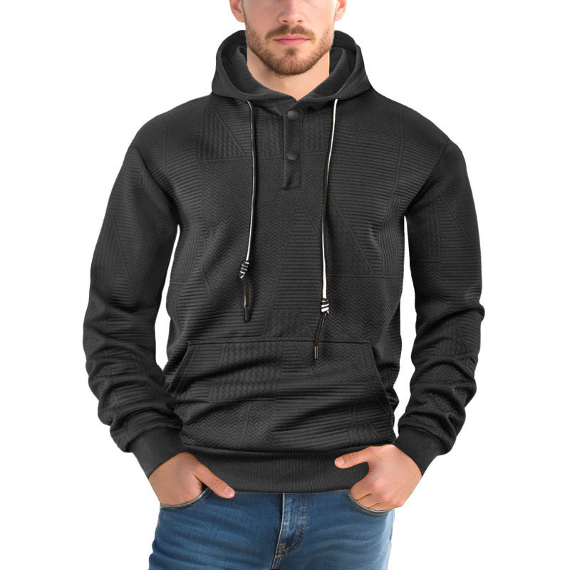 Men's Pullover Solid Color Casual Loose Long Sleeve Hooded Sweater