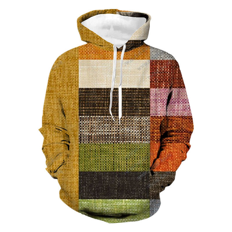 Men's Stitching Pattern 3D Digital Printing Hoodie