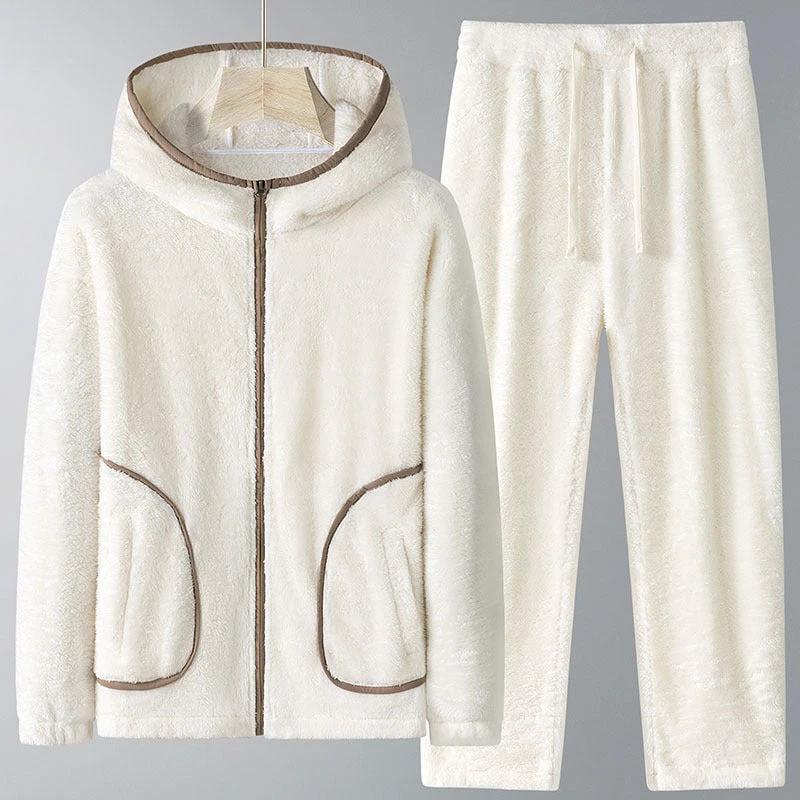 Men's Fleece Heavy Thick Zipper Cardigan Pajamas set by GJG Denim