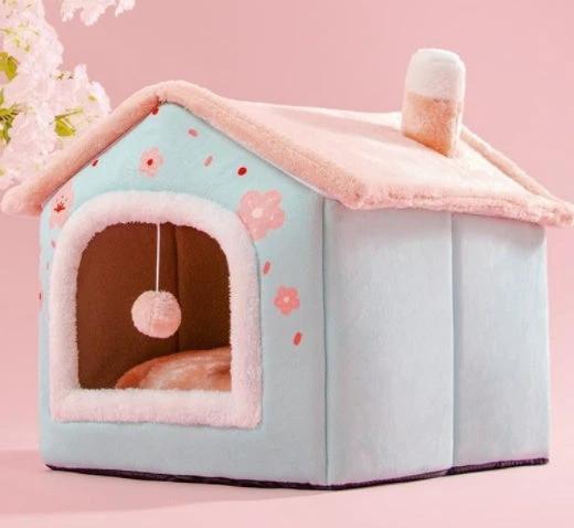 Foldable Dog House Pet Cat Bed Winter Dog Villa Sleep Kennel Removable Nest Warm Enclosed Cave Sofa Pets Supplies by GJG Denim