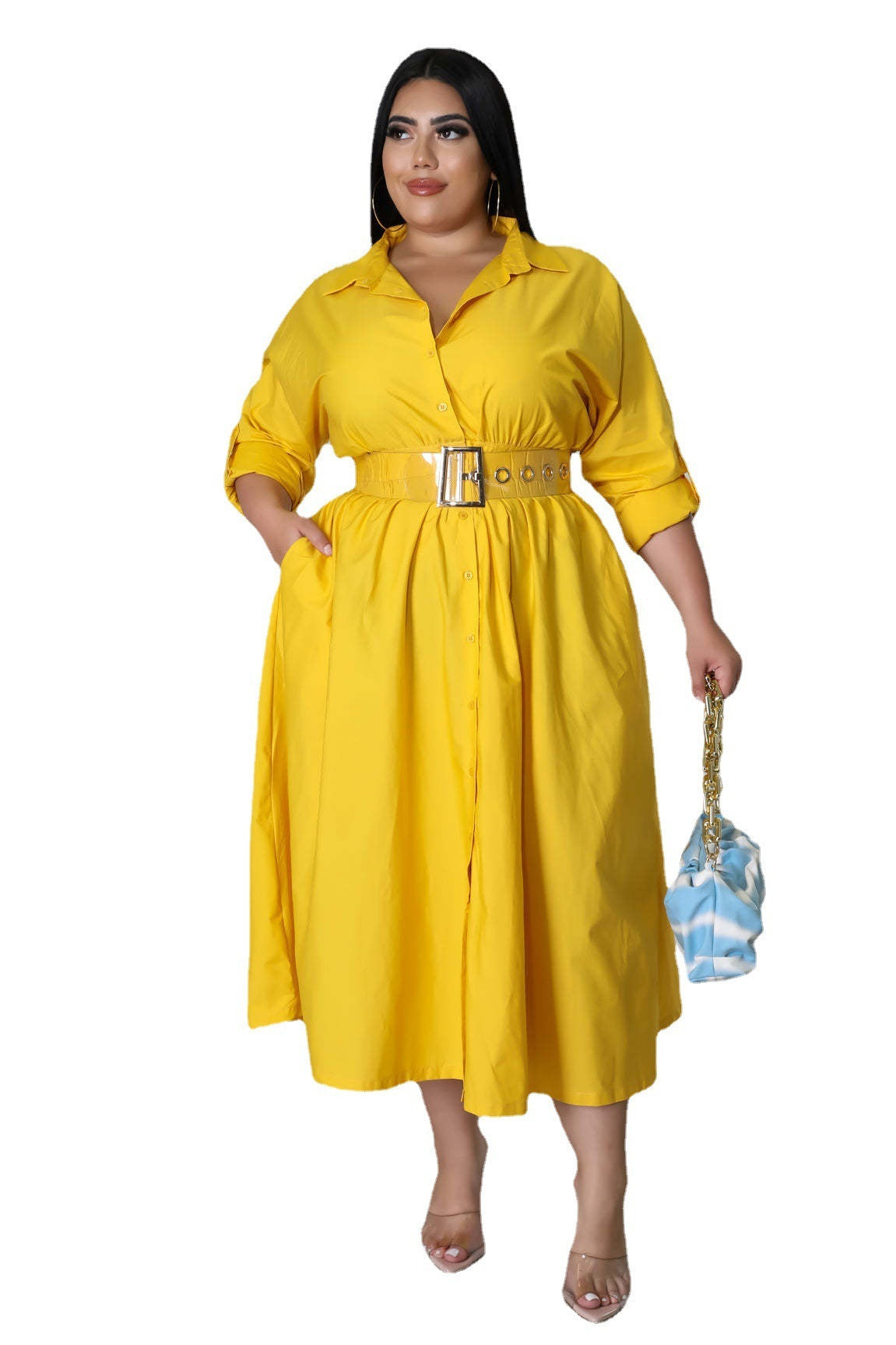 Fashion Plus Size Women's dress long V-neck