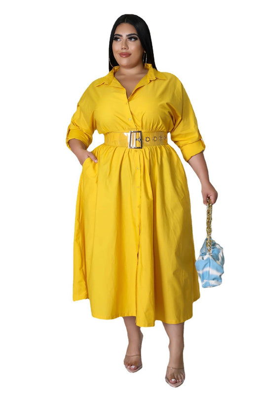 Fashion Plus Size Women's dress long V-neck