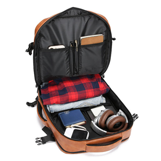 Men's Multi-functional Scalable Computer Bag Solid Color