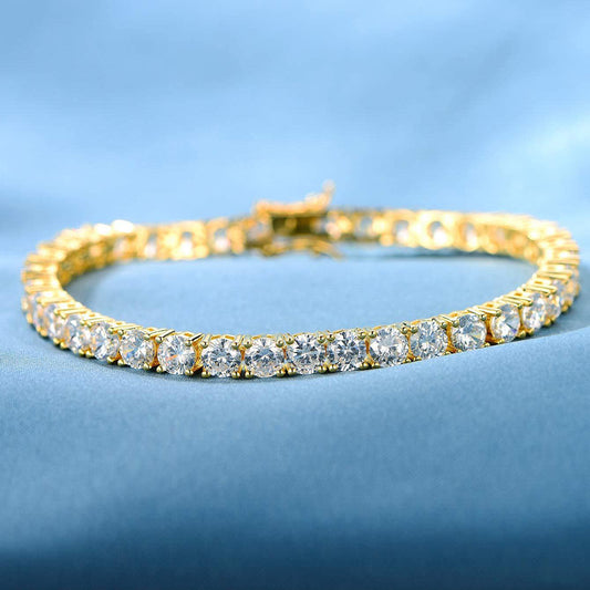 Classic 18K Gold Electroplated Zircon High-grade Tennis Full Diamond like Bracelet