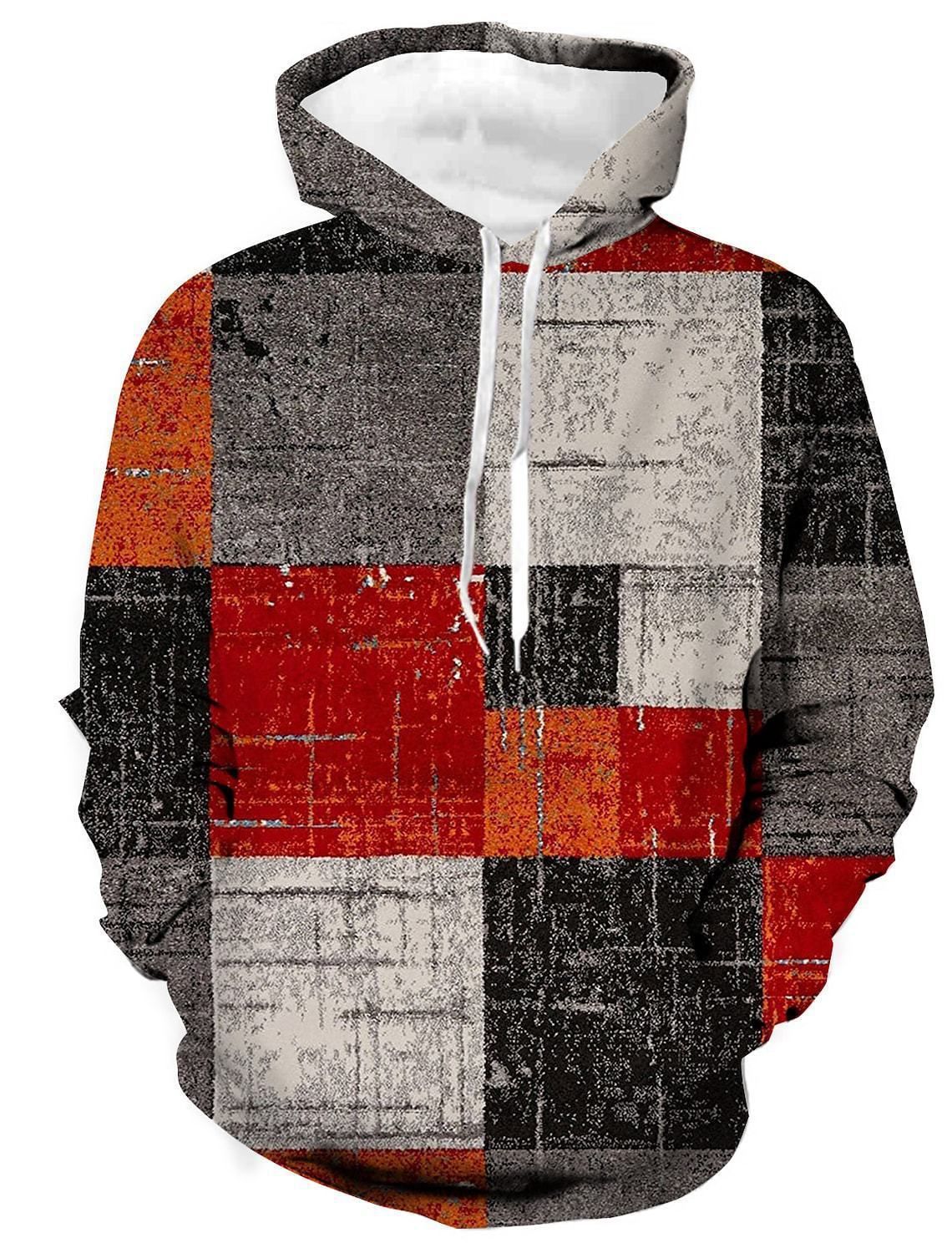 Men's Stitching Pattern 3D Digital Printing Hoodie