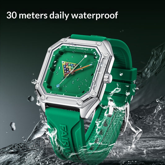 Men's Creative Quartz Wristwatch Personalized With A Billiards-themed Dial