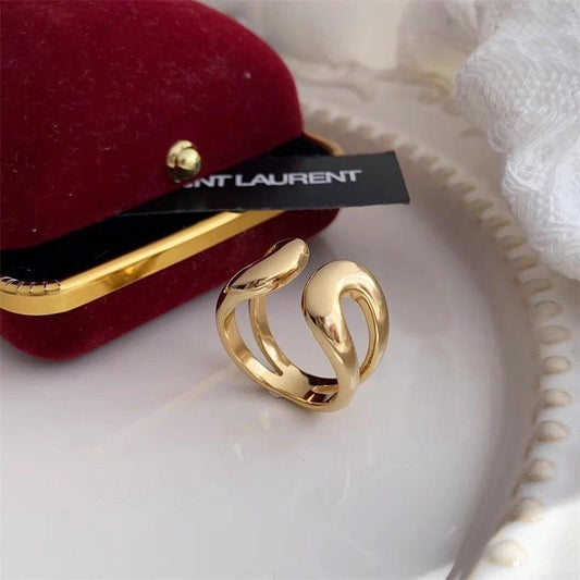 Retro Geometric Open Titanium Steel Ring For Women by GJG Denim