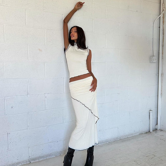 Women's Characteristic Reverse Car Side Wrapped Chest skirt set