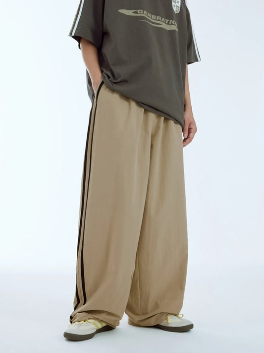 Men's Wide Leg Side Striped Pants