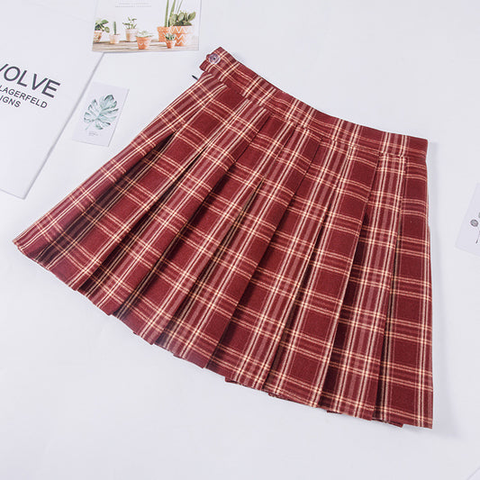 Plaid Pleated Skirt Women's Autumn And Winter High Waist Short