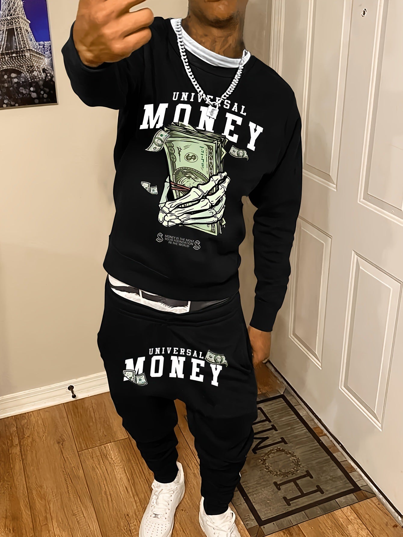 Men's Casual Fashion Round Neck Sweatshirt/Pants Suit