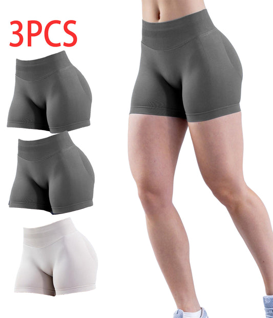 3PCS High-waisted Solid-color Training Shorts