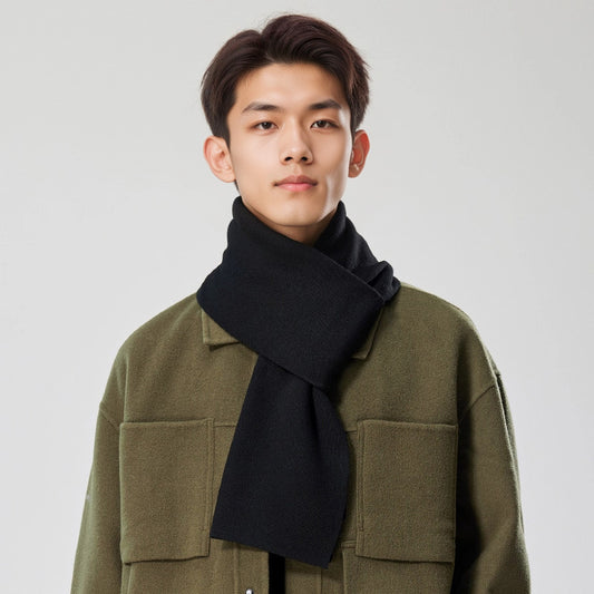 Solid-color Versatile Knitted Wool Scarf For Men