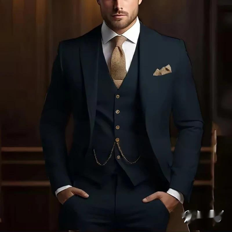 Men's High-grade Gentleman Temperament Slim Three-piece Suit
