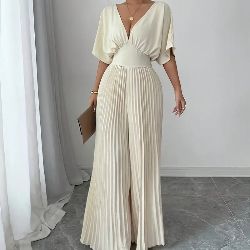 Pleated jumpsuit wide leg