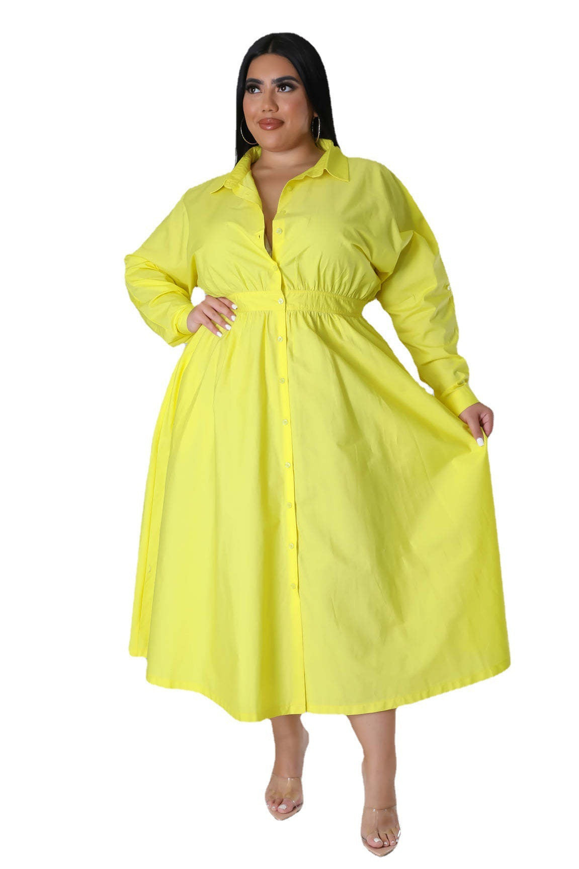 Fashion Plus Size Women's dress long V-neck