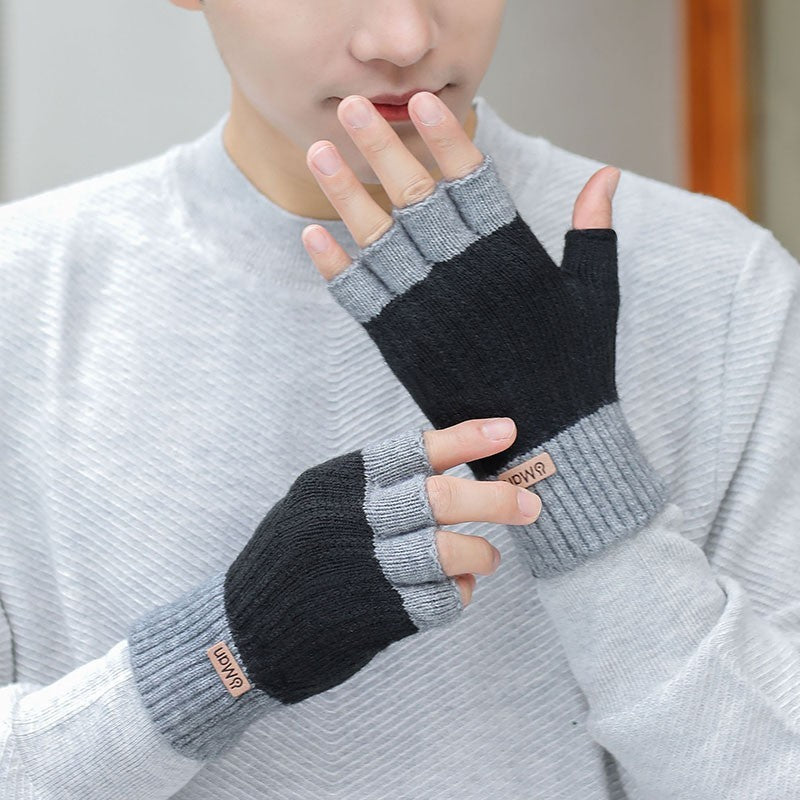 Men's Thick Knitted Half Finger Gloves