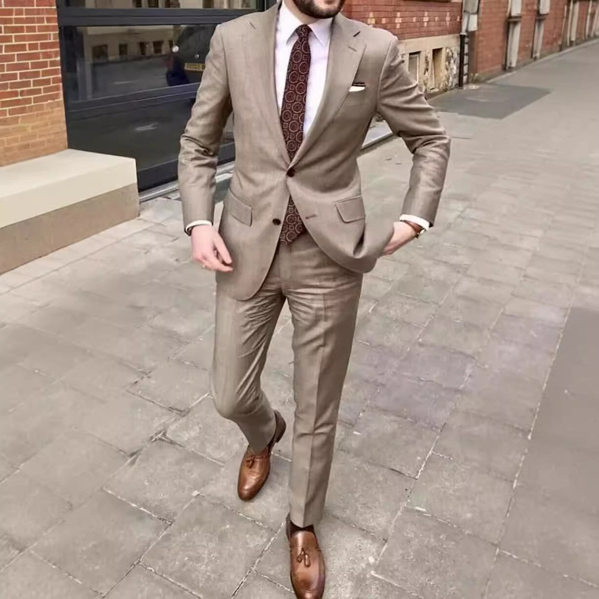 Men's Slim Fit Business Dress Two Button Suit