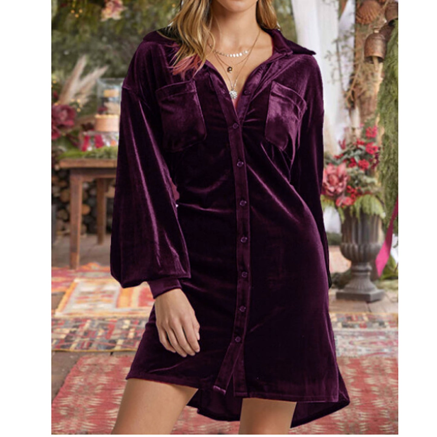 New Long Shirt Hot Sale Women's Velvet Dress