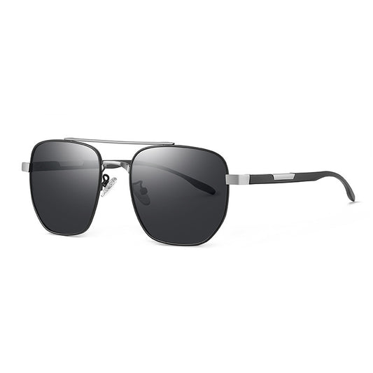 Men's Metal Aluminum Magnesium Spectacle Foot UV Protection Large Rim Sunglasses by GJG Denim