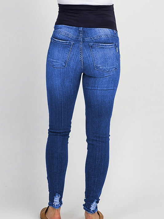 Maternity Jeans - High Waist Belly Support Casual Pants