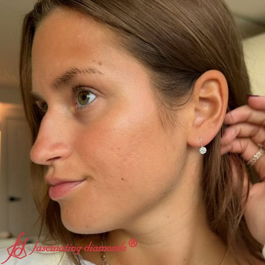 Lever Back Bezel Set Round Diamond Earrings