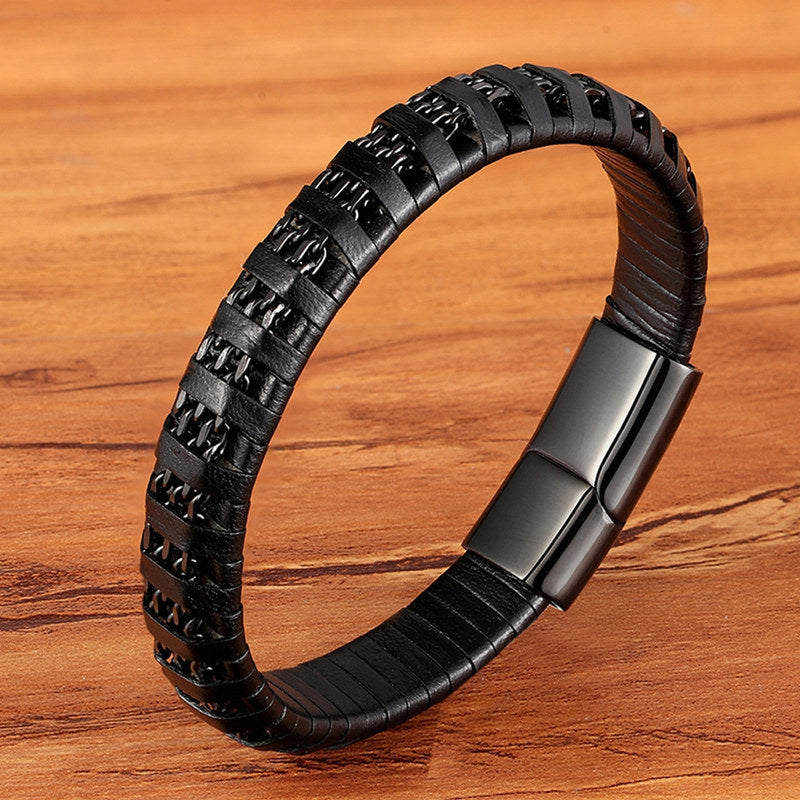 Men's Stainless Steel Multi-leather Rope Bracelets