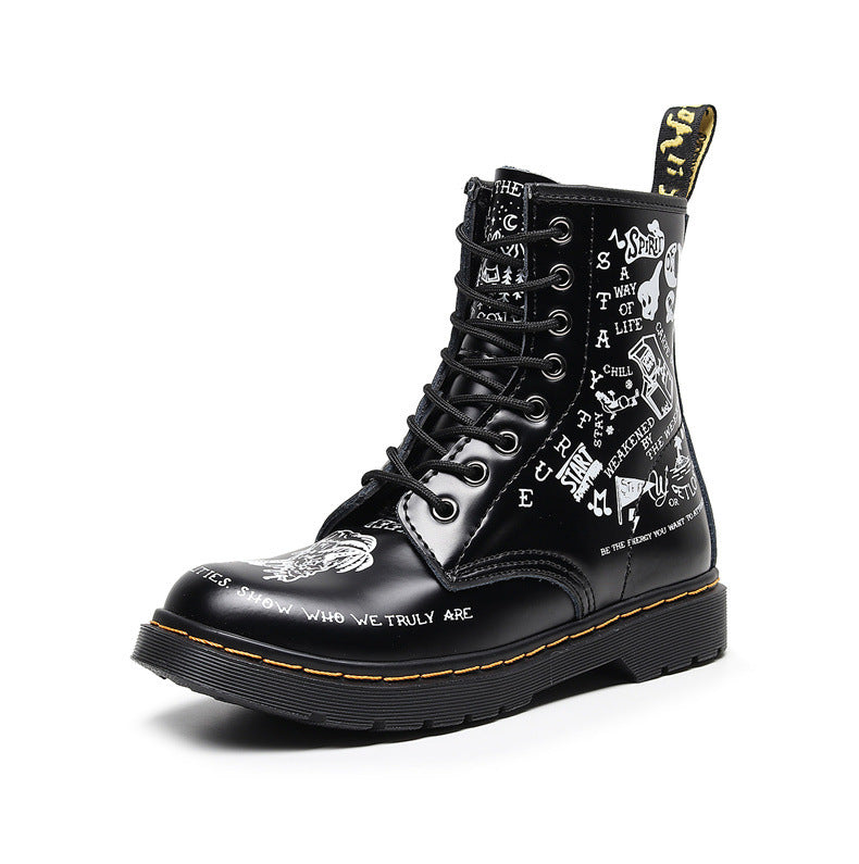 Men's Hard Leather Graffiti Boots