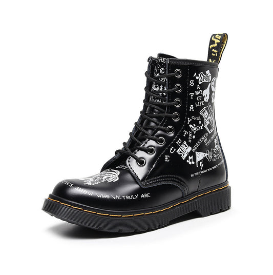 Men's Hard Leather Graffiti Boots