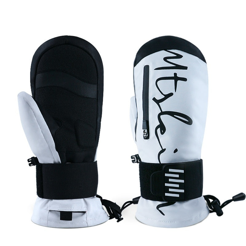 Men's Built-in Wristband Shock Absorption Veneer Warm Waterproof Ski Gloves